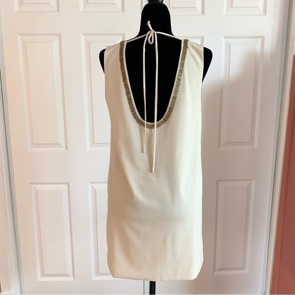Alya Ivory Beaded Tunic Length Sleeveless Top with Open Tie Back - Picture 4 of 8